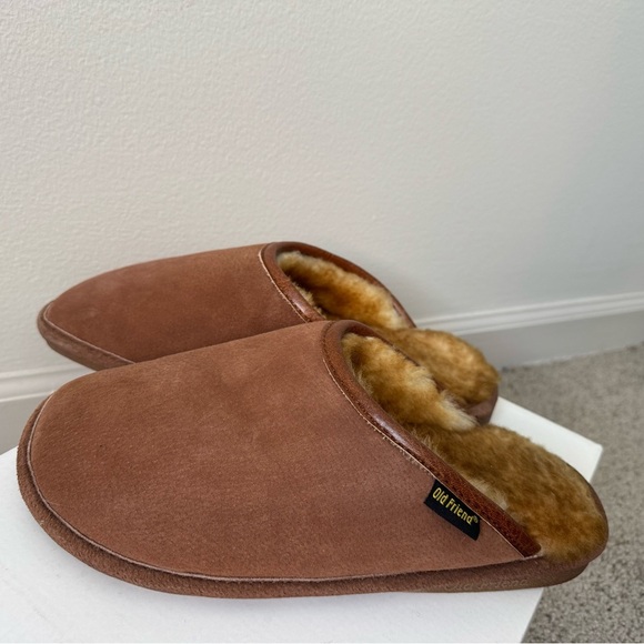 Old Friend Men’s Wide Sheepskin-lined Scuff Slipper Leather Size 9-10 - Picture 5 of 12